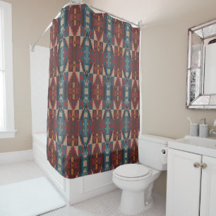 Cortina Para Box Beige Brown Maroon Red Dark Teal Blue Arte Tribal