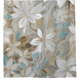 Cortina Para Box Beige Brown Teal Blue Floral