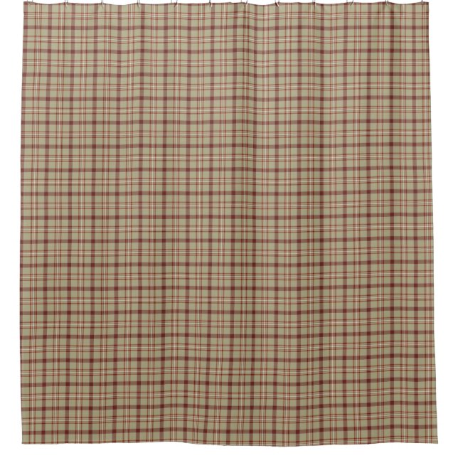 Cortina Para Box Beige Burgundy Plaid Shower Curtain (Frente)