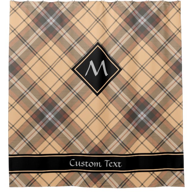 Cortina Para Box Beige e Brown Tartan (Frente)