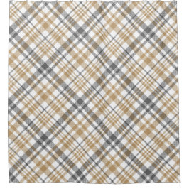 Cortina Para Box Beige E Xadrez De Cinzas