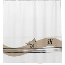 Beige Running Horse Design Shower Curtain