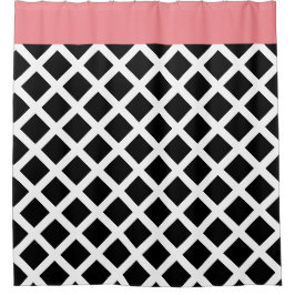 Cortina Para Box Beira cor-de-rosa retro de w do tabuleiro de damas