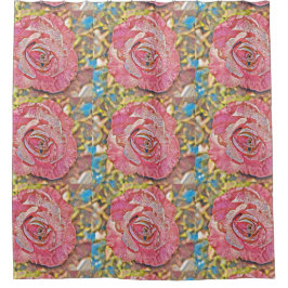 Cortina Para Box Bela pintura de flor de rosa cor-de-rosa