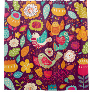 Cortina Para Box Belas aves, flores, poster artístico