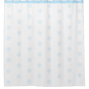 Cortina Para Box Belas Flores de Coração Azul Claro em Branco