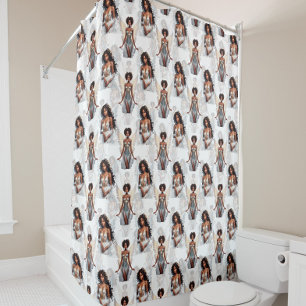 Cortina Para Box Belo Design de Padrão de Anjos Meninas Negras