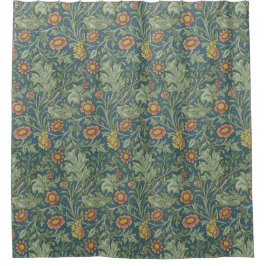 Cortina Para Box Belo Padrão Floral William Morris Green Pink