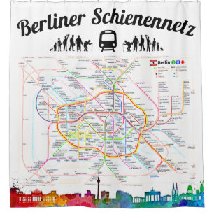 Cortina Para Box “BERLIM rede ferroviária plano em Duschvorhang
