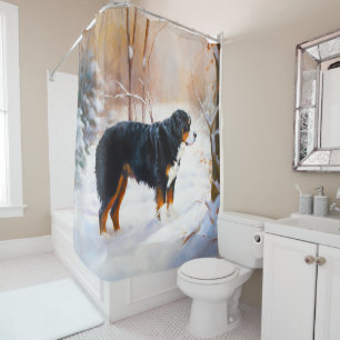 Cortina Para Box Bernese Mountain Deixe Nevar Natal