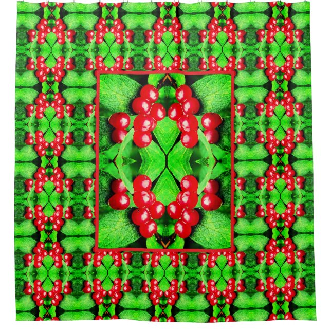 Cortina Para Box Berries vermelhos com padrão de Abstrato de gotas  (Frente)