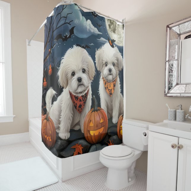 Cortina Para Box Bichon Frise Halloween Spooky (In Situ)