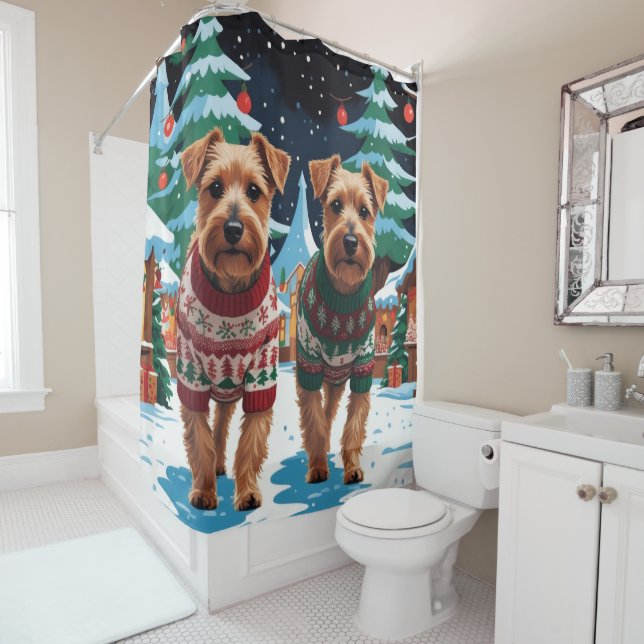 Cortina Para Box Biewer Terrier Dogs Christmas Snow Holiday (In Situ)