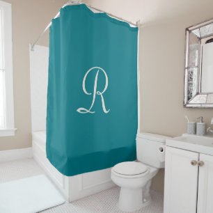 Cortina Para Box Biscay Bay Azul Tendencial Monograma Branco