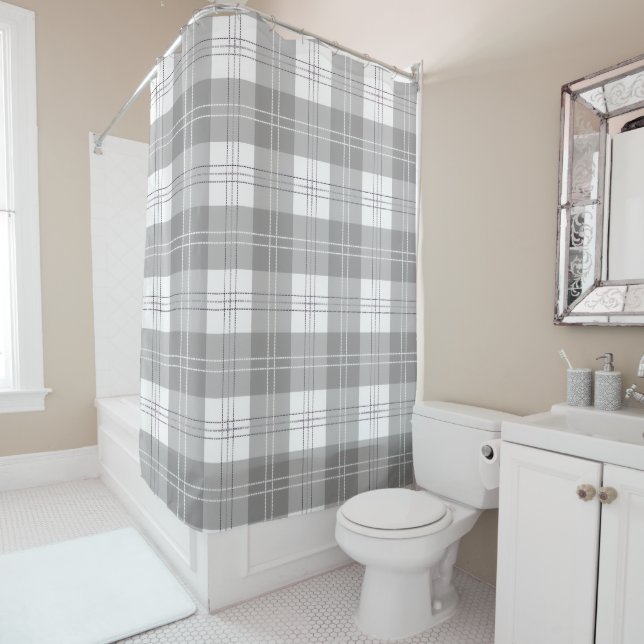 Cortina Para Box Black and White Buffalo Plaid (In Situ)