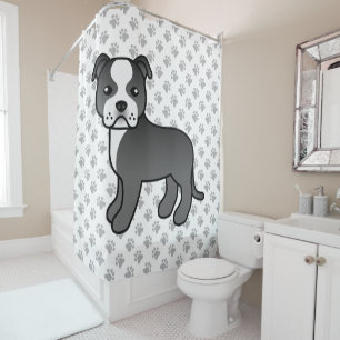 Cortina Para Box Black And White Staffordshire Bull Terrier Dog