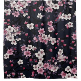 Cortina Para Box Black Background With Flowers