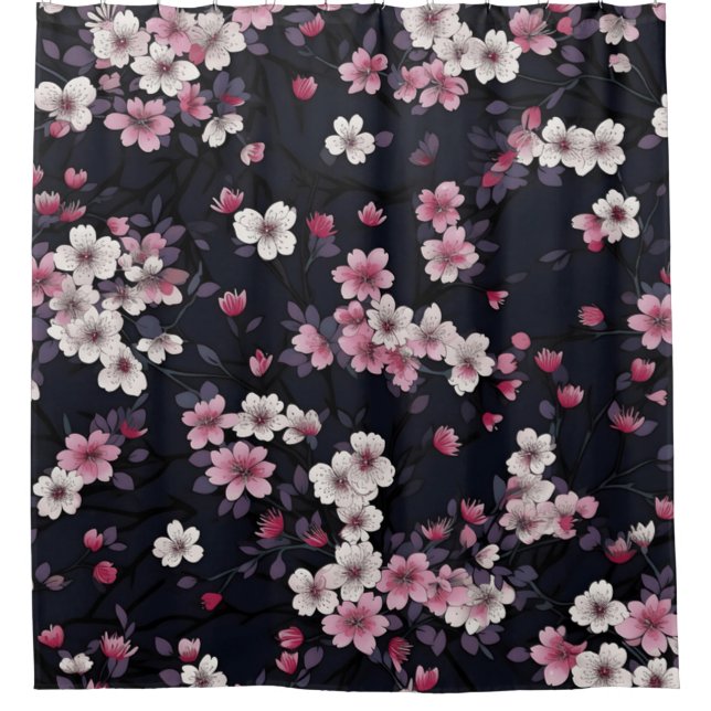 Cortina Para Box Black Background With Flowers (Frente)