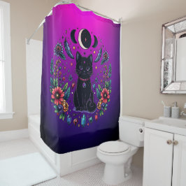 Cortina Para Box Black Cat Celestial Mystical Purple Pink