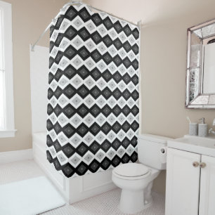 Cortina Para Box Black, white and grey diamond pattern