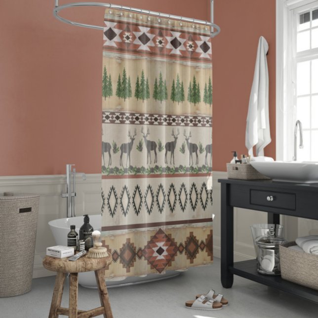 Cortina Para Box Blanket Patterno Montanha Rústica Cama (Criador carregado)