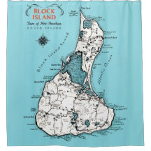 Block Island RI Map Shower Curtain