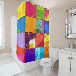 Cortina Para Box Blocos de Cor Grunge Pop Art