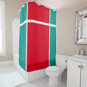 Cortina Para Box Blocos de cores com faixas de cor vermelho-claro