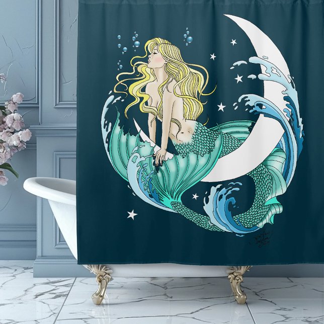 Cortina Para Box Blona Mermaid Moon Fantasy Art Deco (Criador carregado)