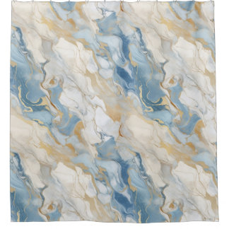 Cortina Para Box Blue and beige marble design Shower Curtain