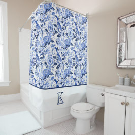 Cortina Para Box Blue Bird Chinoiserie Monograma