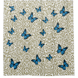 Cortina Para Box Blue butterfly gold garden
