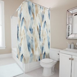 Cortina Para Box Blue Cream Ivory Abstrato Beach