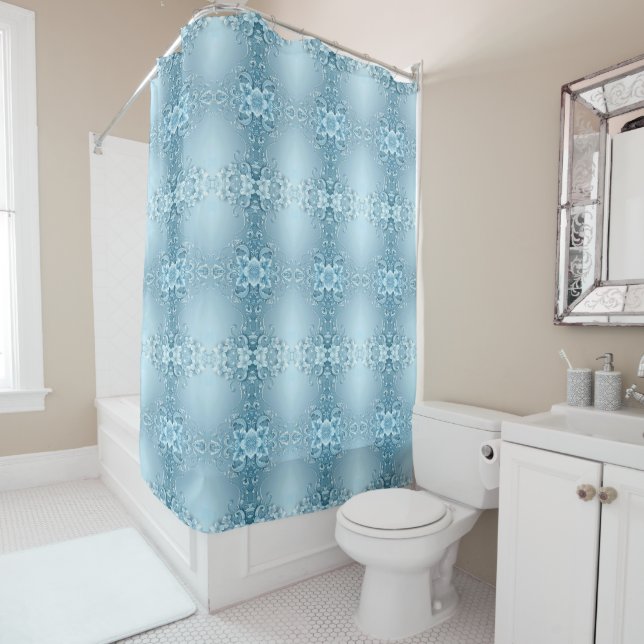 Cortina Para Box Blue Decorative Floral Shower Curtain (In Situ)