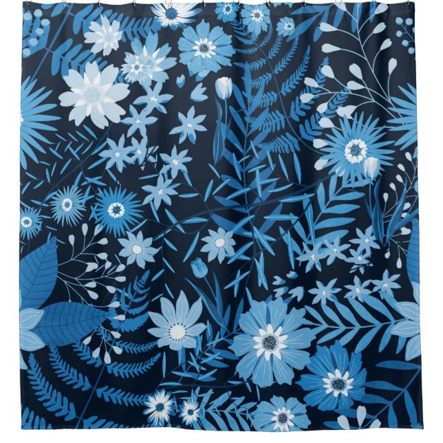 Cortina Para Box Blue Floral Pattern (Frente)