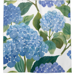 Cortina Para Box Blue Hydrangeas | Linda Aquarela Floral