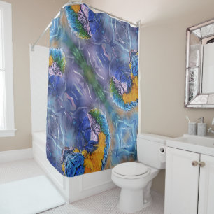 Cortina Para Box Blue Macaw Playful Artsy