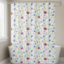 Blue Purple Red Watercolor Wildflower