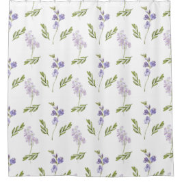 Cortina Para Box Blue Purple Watercolor Wildflower Shower Curtain