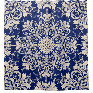 Cortina Para Box Blue Vintage: Padrão Elegante Invisível.