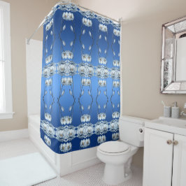 Cortina Para Box Blue Watercolor Flowers Shower Curtain