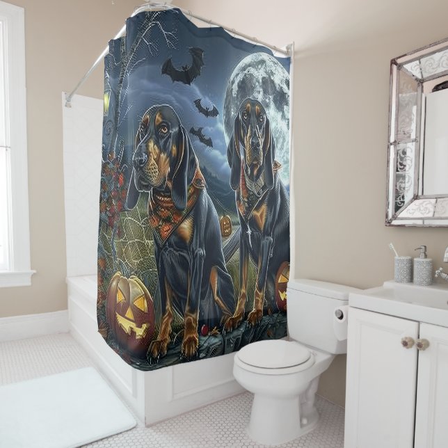 Cortina Para Box Bluetick Coonhound Halloween Spooky (In Situ)