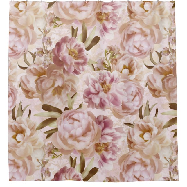 Cortina Para Box Blush Peonies Springflower Jardim Opulento (Frente)