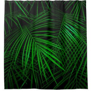 Cortina Para Box Boa noite na floresta tropical. Folhas de palma il