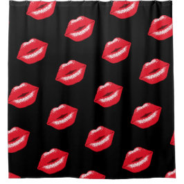 Cortina Para Box boca vermelha de beijo marca de batom Duschvorhang