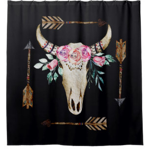 Cortina Para Box Bohemian Deer Skull Watercolor Art