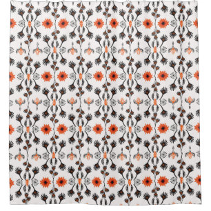 Cortina Para Box Bohemian striped floral: vinheta desenhada à mão.