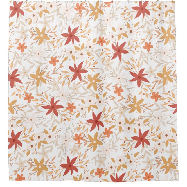 Cortina Para Box Boho abstrato flores colhem ossos de ouro (Frente)