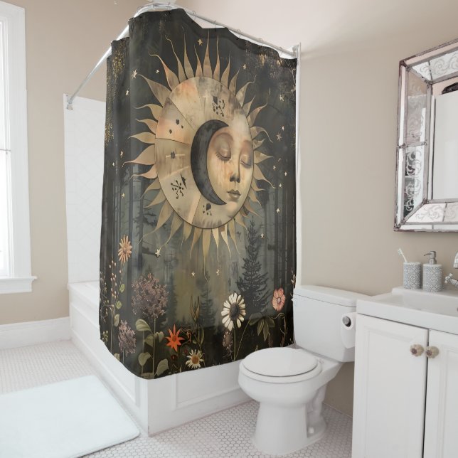 Cortina Para Box Boho Celestial Sun Moon Wildflower Garden (In Situ)