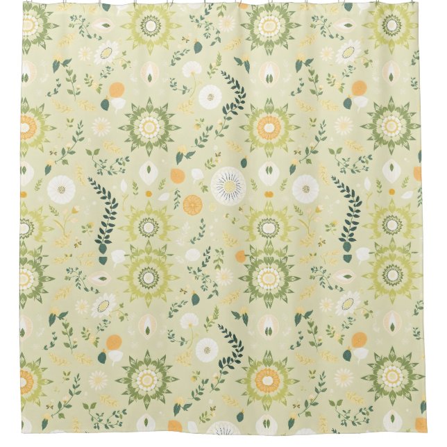 Cortina Para Box Boho Sage Green Mandala - Chá Cortina (Frente)